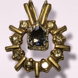 Vintage Montana Yogo Sapphire + Diamond 10kt Gold Pendant.